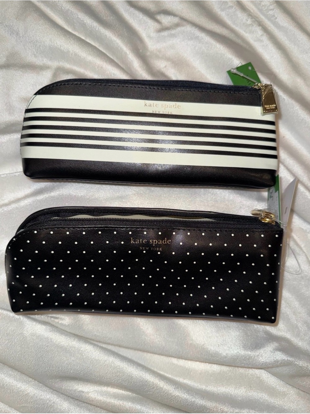 kate spade Black and White Striped & Polka Dot Zip Pouches